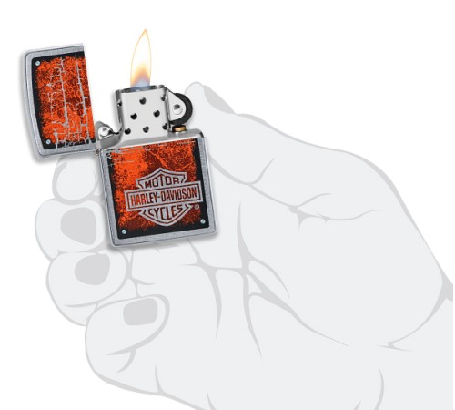 Зажигалка ZIPPO Harley-Davidson® с покрытием Street Chrome™, латунь/сталь, серебристая, 38x13x57 мм