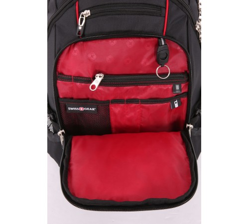 Рюкзак SWISSGEAR, 15”, чёрный/красный, полиэстер 900D/М2 добби, 34x23x48 см, 38 л