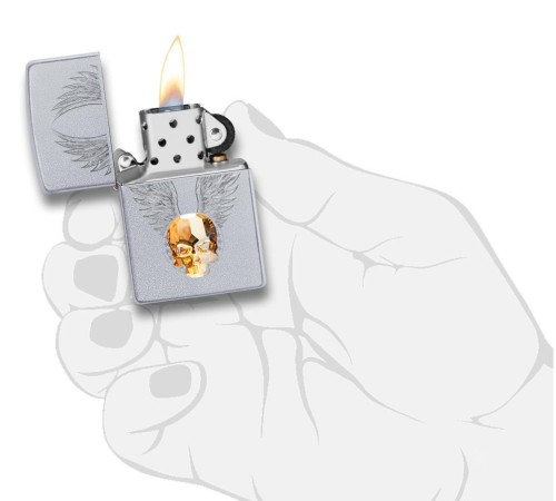 Зажигалка ZIPPO Classic с покрытием Satin Chrome™, латунь/сталь, серебристая, матовая, 38x13x57 мм
