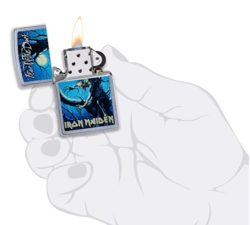 Зажигалка ZIPPO Iron Maiden с покрытием Street Chrome™, латунь/сталь, серебристая, 38x13x57 мм