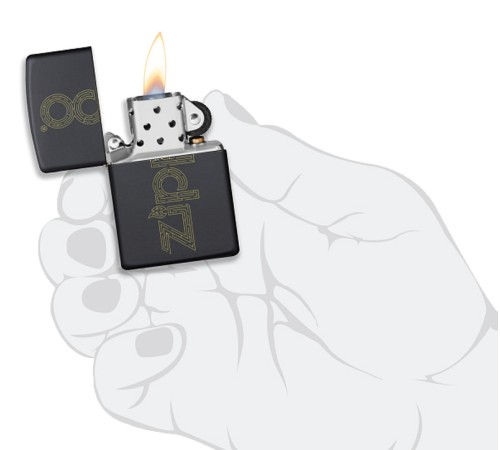 Зажигалка ZIPPO Zippo Design с покрытием Black Matte, латунь/сталь, чёрная, матовая, 38x13x57 мм