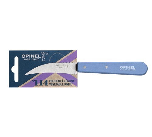 Нож для чистки овощей Opinel №114, деревянная рукоять, нержавеющая сталь, синий, блистер, 001927