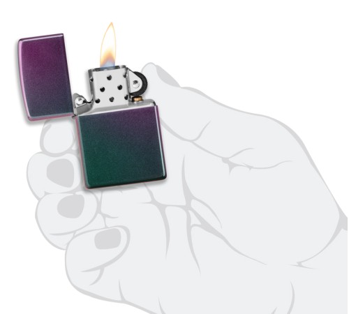 Зажигалка ZIPPO Classic с покрытием Iridescent, латунь/сталь, фиолетовая, матовая, 38x13x57 мм