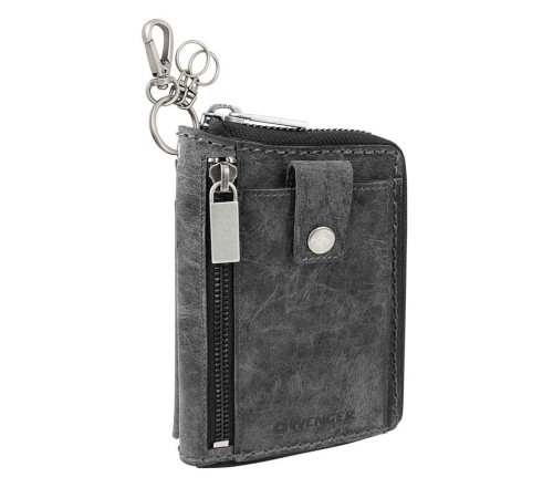 Портмоне WENGER Arizona, на молнии, черный, воловья кожа, 11,5×2,5×16,5 см