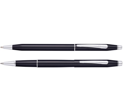 Набор Cross Classic Century Black Lacquer: шариковая ручка и ручка-роллер, цвет - черный
