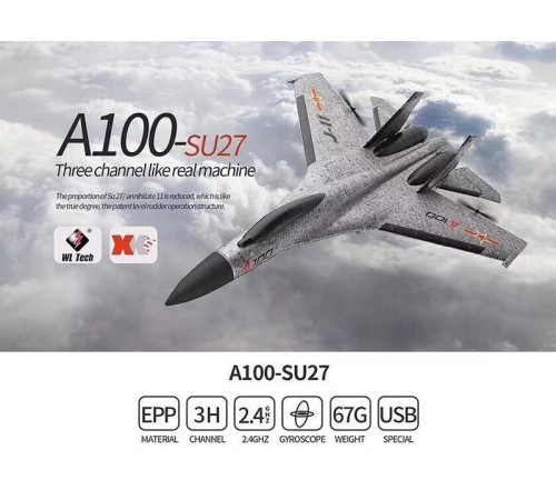 Р/У самолет XK Innovation J11 340мм EPP 2.4G 3-ch LiPo RTF (серый)