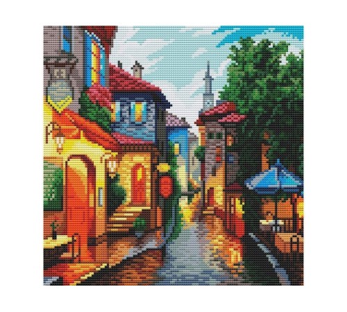 Картина мозаикой 30х30 ТИХАЯ УЛОЧКА (квадрат) (40 цветов)