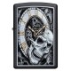 Зажигалка ZIPPO Skull Clock с покрытием Black Matte, латунь/сталь, чёрная, матовая, 38x13x57 мм