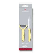 Набор из 2 кухонных ножей VICTORINOX Swiss Classic: нож для томатов и столовый нож 11 см, жёлтый