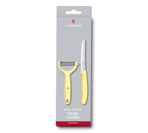 Набор из 2 кухонных ножей VICTORINOX Swiss Classic: нож для томатов и столовый нож 11 см, жёлтый