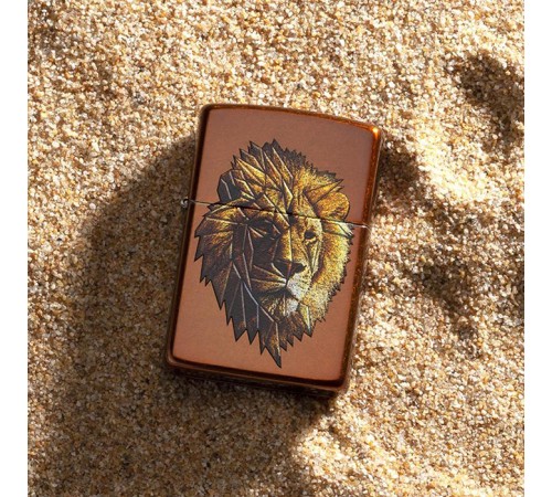Зажигалка ZIPPO Polygonal Lion с покрытием Toffee™, латунь/сталь, медная, матовая, 36x12x56 мм