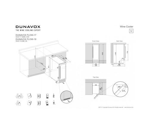 Винный шкаф компрессорный Dunavox DAUF-19.58SS