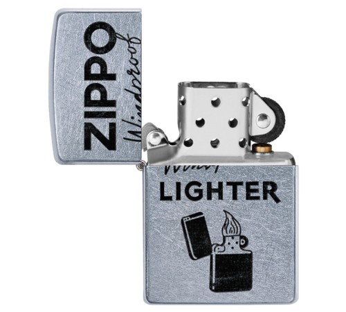 Зажигалка ZIPPO Zippo Windproof с покрытием Street Chrome™, латунь/сталь, серебристая, 38x13x57 мм