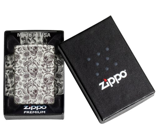Зажигалка ZIPPO Skeleton с покрытием Glow in the Dark Green, латунь/сталь, серая, 38x13x57 мм