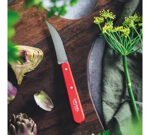 Нож столовый Opinel №114, деревянная рукоять, блистер, нержавеющая сталь, красный 003127