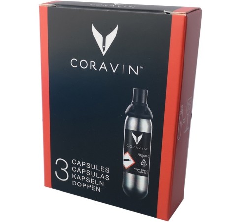Упаковка из 3-х капсул с газом Аргон для Coravin