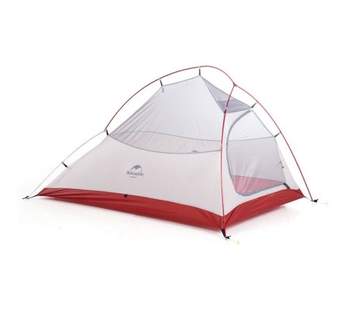 Палатка Naturehike Сloud up 2 20D NH17T001-T двухместная с ковриком, серо-красная, 6927595730560
