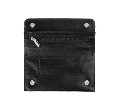 Кисет для табака ZIPPO, чёрный, натуральная кожа, 15,5x1,2x8 см