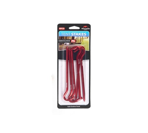 Колышки Naturehike NH17D027-D алюминиевые  для палатки (6 шт.) 17 см, красные, 6927595723371