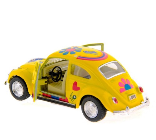 Машина Kinsmart 1967 Volkswagen Classical Beetle with printing инерция (1/12шт.) 1:32 б/к
