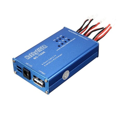Зарядное устройство HobbyTiger BC-1S06 для заряда шести аккум. 1S Li-Po, 6x500mAh, Molex
