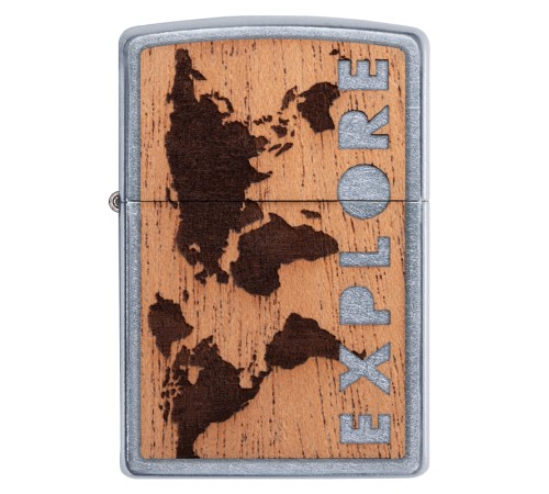 Зажигалка ZIPPO WOODCHUCK с покрытием Street Chrome™, латунь/сталь/дерево, серебристая, 38x13x57 мм