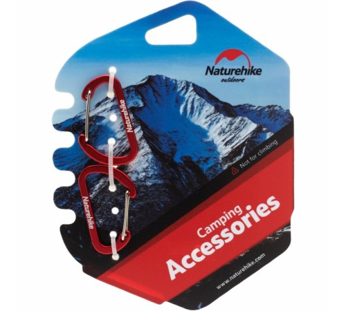 Карабин Naturehike NH15A004-H  D-образный мини 4см 2 упаковки темно-красный, 6927595717332