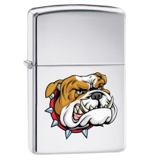 Зажигалка ZIPPO Бульдог, с покрытием High Polish Chrome, латунь/сталь, серебристая, 38x13x57 мм
