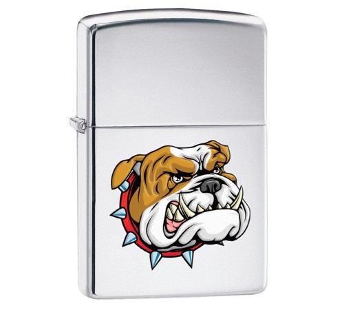 Зажигалка ZIPPO Бульдог, с покрытием High Polish Chrome, латунь/сталь, серебристая, 38x13x57 мм