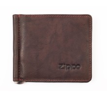 Зажим для денег ZIPPO, коричневый, натуральная кожа, 10,5x1x9 см