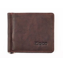 Зажим для денег ZIPPO, коричневый, натуральная кожа, 10,5x1x9 см