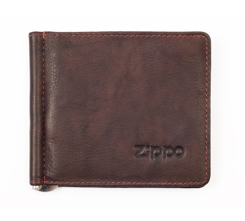 Зажим для денег ZIPPO, коричневый, натуральная кожа, 10,5x1x9 см