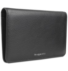 Кошелёк женский BUGATTI Lady Top, чёрный, натуральная воловья кожа, 19,5х2х11,2 см
