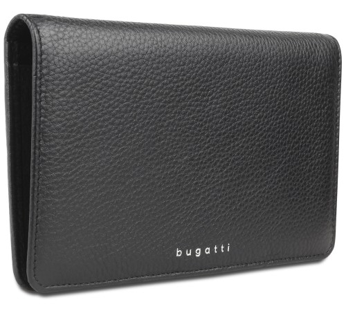 Кошелёк женский BUGATTI Lady Top, чёрный, натуральная воловья кожа, 19,5х2х11,2 см