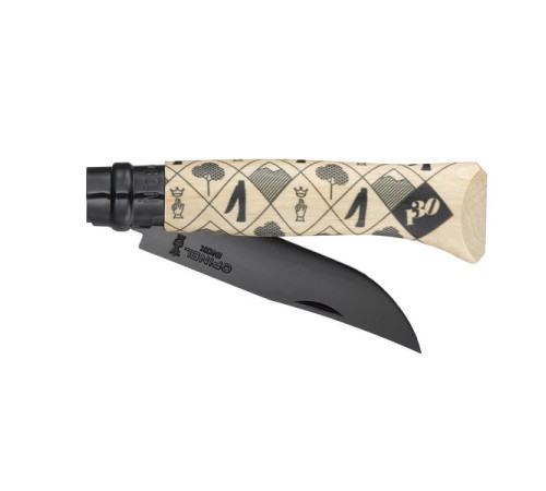 Нож Opinel №08, нержавеющая сталь, рукоять из граба, с черным лезвием, 002399