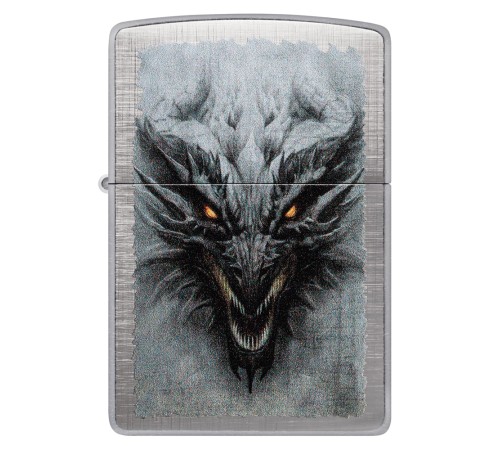 Зажигалка ZIPPO Dragon Design с покрытием Linen Weave, латунь/сталь, серебристая, 38x13x57 мм