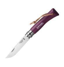 Нож Opinel №7 Trekking, нержавеющая сталь, кожаный темляк, фиолетовый, 001444