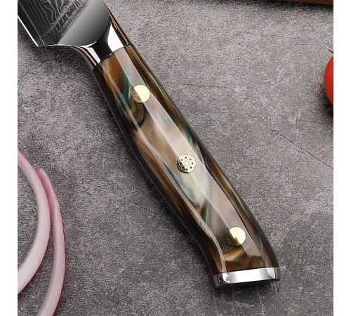 Нож универсальный из дамасской стали Keemake 5 Inch Utility Knife Green Gem, бежевый