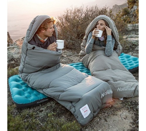 Мешок спальный конверт Naturehike NH20MSD02 с капюшоном серый, 6927595748138