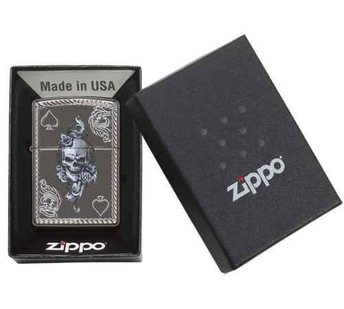 Зажигалка ZIPPO Armor® с покрытием Black Ice®, латунь/сталь, чёрная, глянцевая, 37х13x58 мм