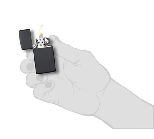 Зажигалка ZIPPO Slim® с покрытием Black Matte, латунь/сталь, чёрная, матовая, 29x10x60 мм