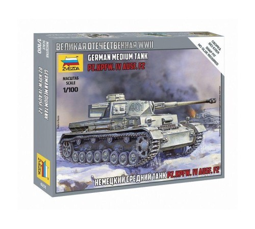 Сборная модель ZVEZDA Немецкий танк Т-IV F2, 1/100