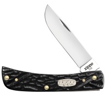 Нож перочинный ZIPPO Rough Black Synthetic Sodbuster Jr, 92 мм, чёрный + ЗАЖИГАЛКА ZIPPO 207