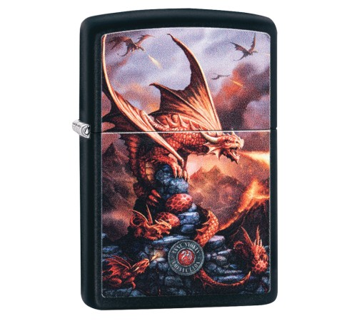 Зажигалка ZIPPO Anne Stokes с покрытием Black Matte, латунь/сталь, чёрная, матовая, 38x13x57 мм