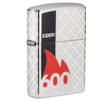 Зажигалка ZIPPO 600 Million с покрытием High Polish Chrome, латунь/сталь, серебристая, 38x13x57 мм