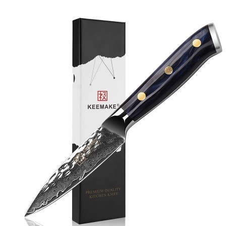 Нож из дамасской стали для овощей Keemake 3,5 Inch Paring Knife, синий