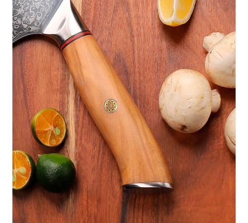 Нож из дамасской стали для мяса Keemake 7 Inch Cleaver Knife Phoenix, бежевый