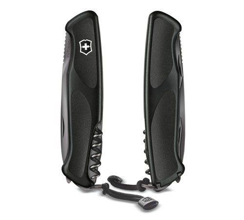 Нож перочинный VICTORINOX RangerGrip 55 Onyx Black, 130 мм, 12 функций, с фиксатором лезвия, чёрный