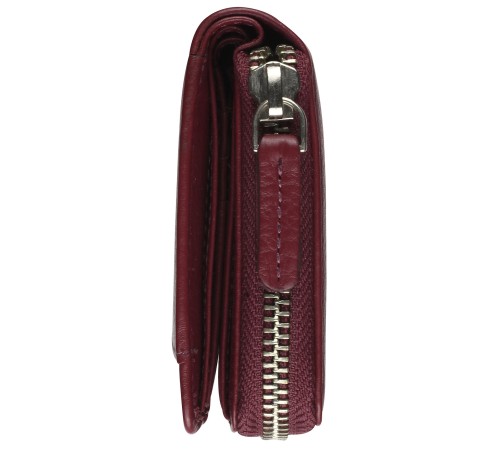Кошелёк женский BUGATTI Lady Top, на молнии, красный, натуральная воловья кожа, 12х2,5х9 см