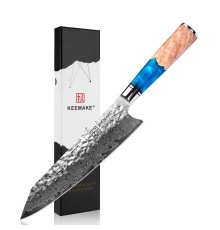 Нож кирицукe из дамасской стали Keemake 8 Inch Kiritsuke Knife, синий + бежевый